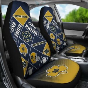 NCAA Notre Dame Fighting Irish Car Seat Covers Gold Blue 2