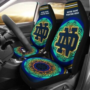 NCAA Notre Dame Fighting Irish Car Seat Covers Green Blue 1