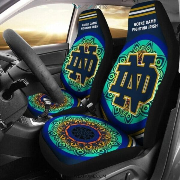 NCAA Notre Dame Fighting Irish Car Seat Covers Green Blue