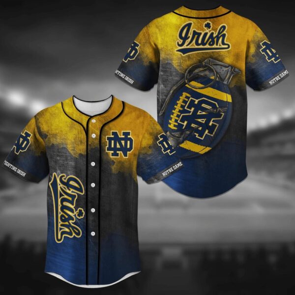 NCAA Notre Dame Fighting Irish Grenade Baseball Jersey Shirt