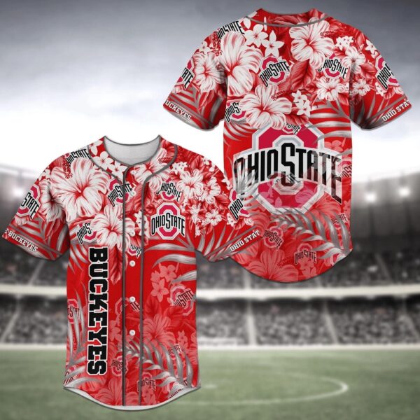 NCAA Ohio State Buckeyes Baseball Jersey Shirt Flower