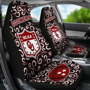 NCAA Oklahoma Sooners Car Seat Covers Black White 2