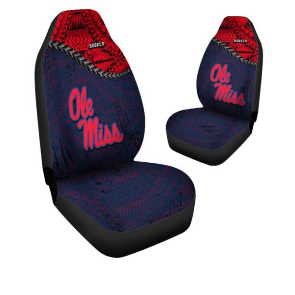 NCAA Ole Miss Rebels Car Seat Covers Blue Red Grunge Polynesian