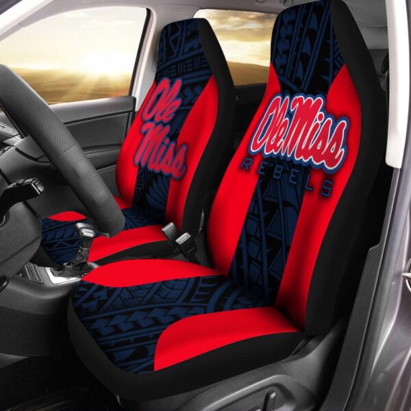 NCAA Ole Miss Rebels Car Seat Covers Red Blue Polynesian