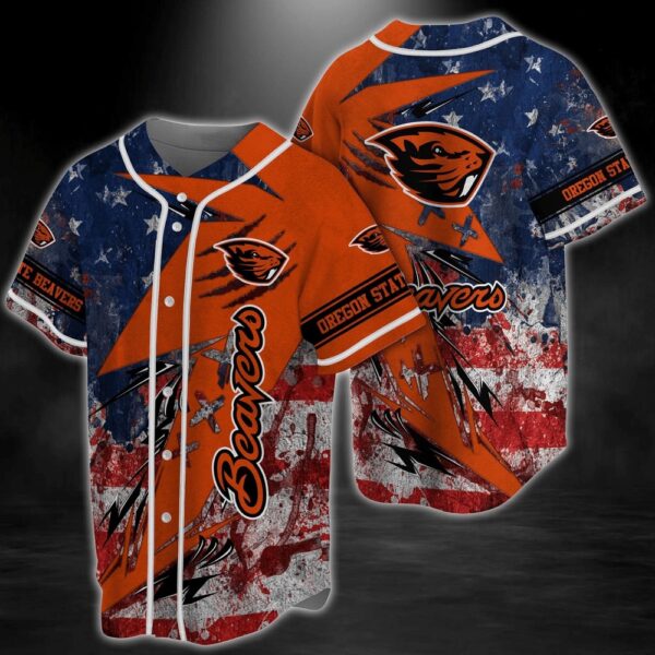 NCAA Oregon State Beavers Baseball Jersey Shirt US Flag