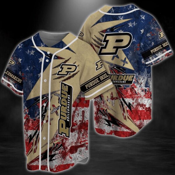 NCAA Purdue Boilermakers Baseball Jersey Shirt US Flag