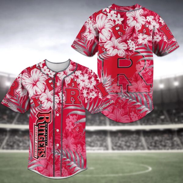 NCAA Rutgers Scarlet Knights Baseball Jersey Shirt Flower