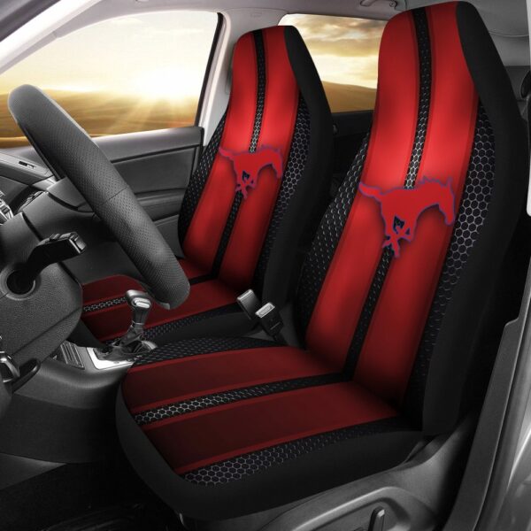 NCAA SMU Mustangs Car Seat Covers Incredible Line Pattern