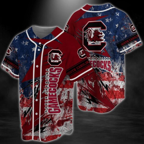 NCAA South Carolina Gamecocks Baseball Jersey Shirt US Flag