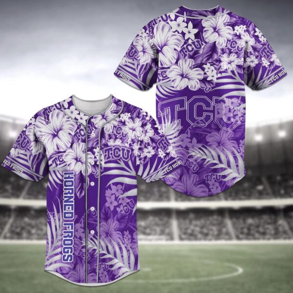 NCAA TCU Horned Frogs Baseball Jersey Shirt Flower