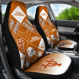 NCAA Texas Longhorns Car Seat Covers Orange White 2