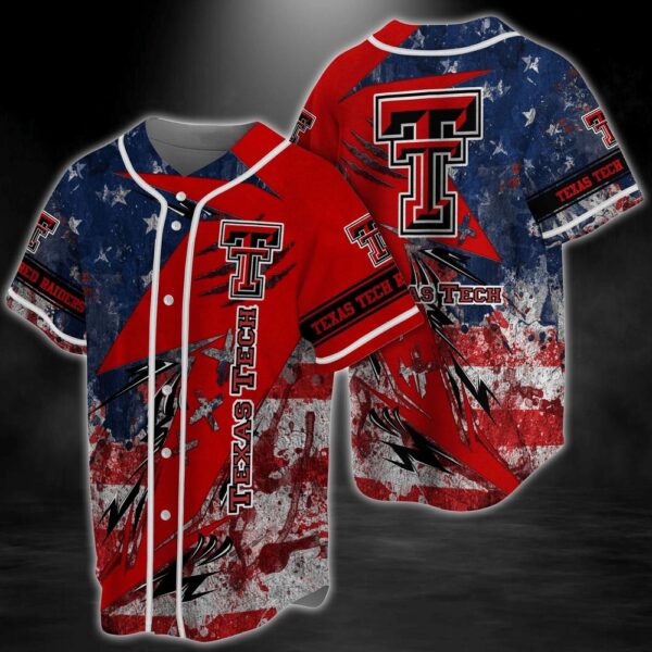 NCAA Texas Tech Red Raiders Baseball Jersey Shirt US Flag