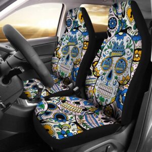 NCAA UCLA Bruins Car Seat Covers Skull Flowers 1