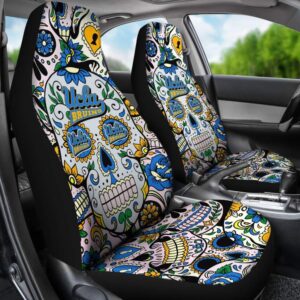 NCAA UCLA Bruins Car Seat Covers Skull Flowers 2