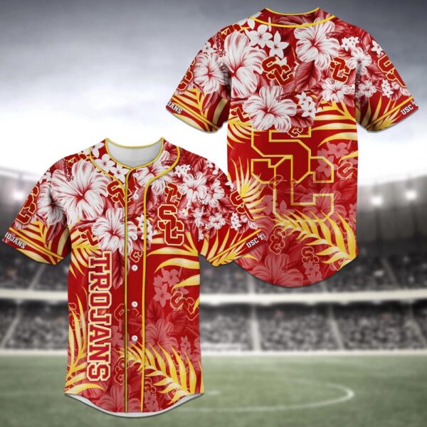 NCAA USC Trojans Baseball Jersey Shirt Flower