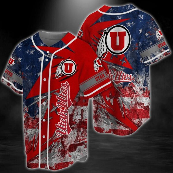 NCAA Utah Utes Baseball Jersey Shirt US Flag