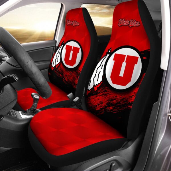 NCAA Utah Utes Car Seat Covers Red Black Grunge