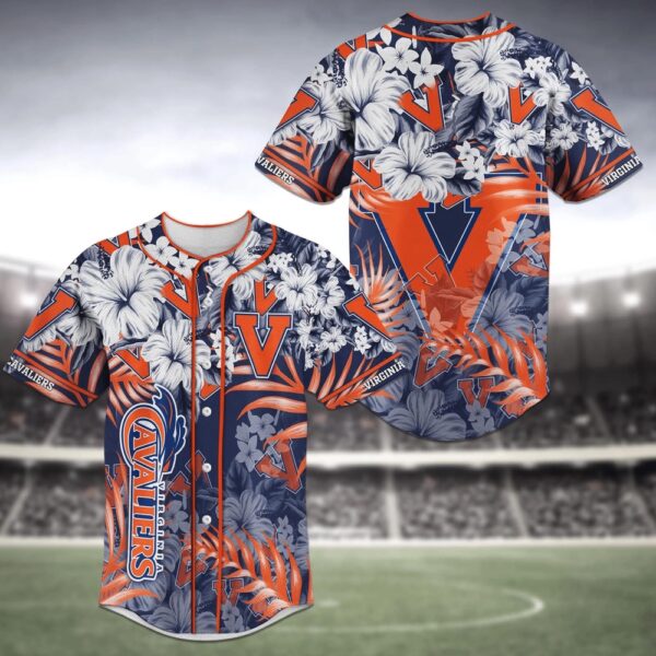 NCAA Virginia Cavaliers Baseball Jersey Shirt Flower