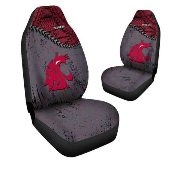 NCAA Washington State Cougars Car Seat Covers Grey Red Grunge Polynesian