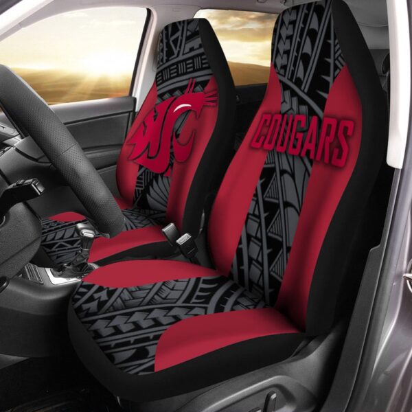 NCAA Washington State Cougars Car Seat Covers Red Black Polynesian