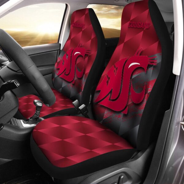 NCAA Washington State Cougars Car Seat Covers Red Grunge Style