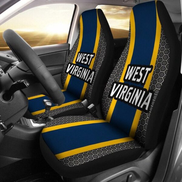 NCAA West Virginia Mountaineers Car Seat Covers Grey Blue