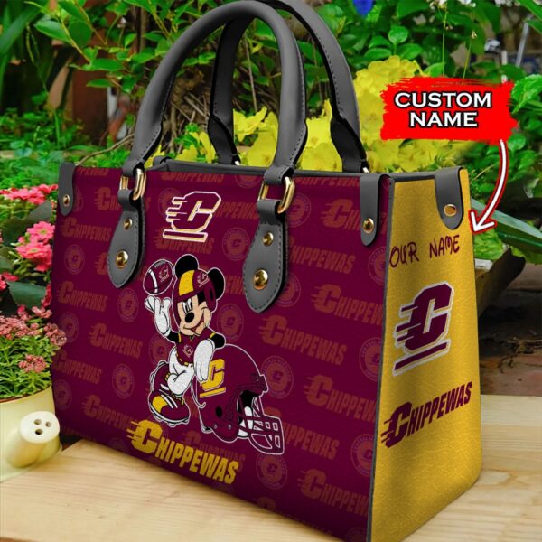 NCAA Central Michigan Chippewas Mickey Women Leather Hand Bag