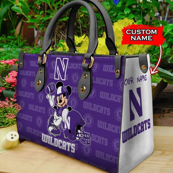 NCAA Northwestern Wildcats Mickey Women Leather Hand Bag