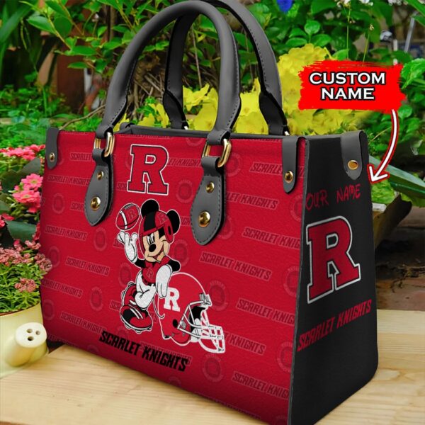 NCAA Rutgers Scarlet Knights Mickey Women Leather Hand Bag