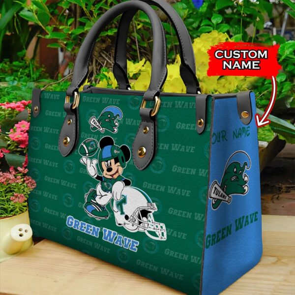 NCAA Tulane Green Wave Mickey Women Leather Hand Bag