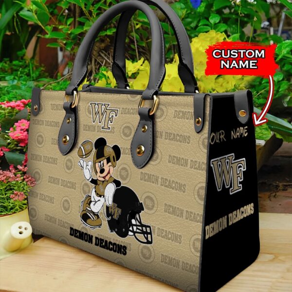 NCAA Wake Forest Demon Deacons Mickey Women Leather Hand Bag
