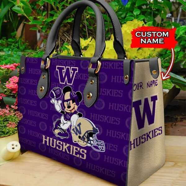 NCAA Washington Huskies Mickey Women Leather Hand Bag