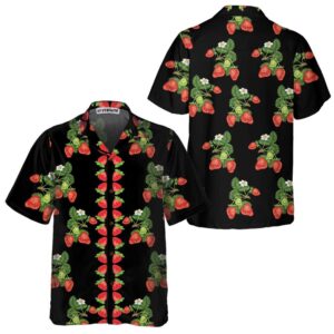 50s Style Strawberries Hawaiian Shirt,…