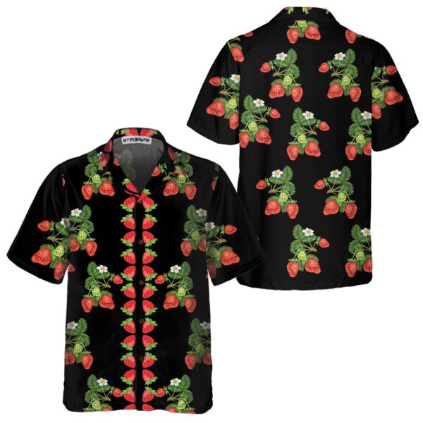 50s Style Strawberries Hawaiian Shirt, Strawberry Shirt For Men &amp Women, Strawberry Print Shirt