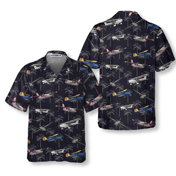 Aircraft On Coconut Forest Hawaiian Shirt, Tropical Aircraft Aviation Shirt For Men