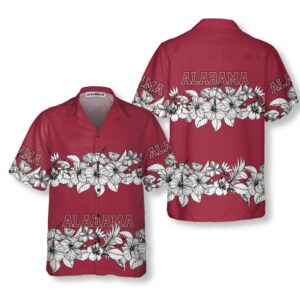 Alabama Flower Hawaiian Shirt, Floral…