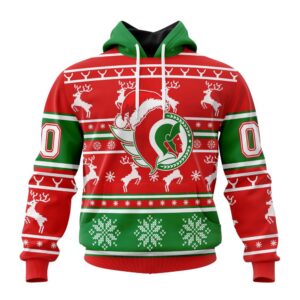 Custom NHL Ottawa Senators Specialized Unisex Christmas Is Coming Santa Claus All Over Print Hoodie