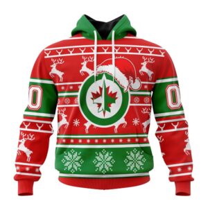 Custom NHL Winnipeg Jets Specialized Unisex Christmas Is Coming Santa Claus All Over Print Hoodie