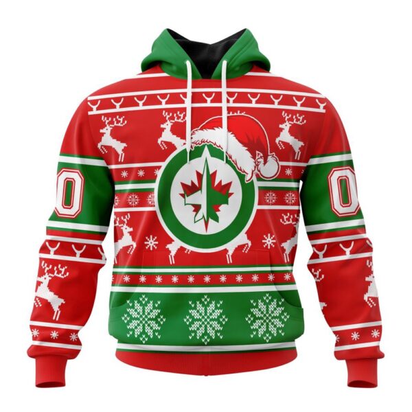 Custom NHL Winnipeg Jets Specialized Unisex Christmas Is Coming Santa Claus All Over Print Hoodie