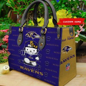 Custom Name NFL Baltimore Ravens Kitty Women Hand Bag