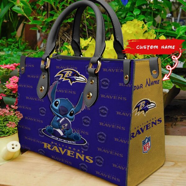 Custom Name NFL Baltimore Ravens Stitch Women Hand Bag