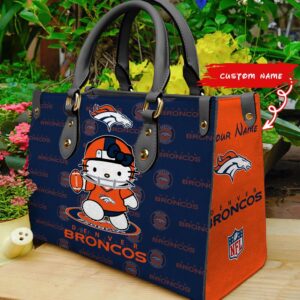 Custom Name NFL Denver Broncos Kitty Women Hand Bag