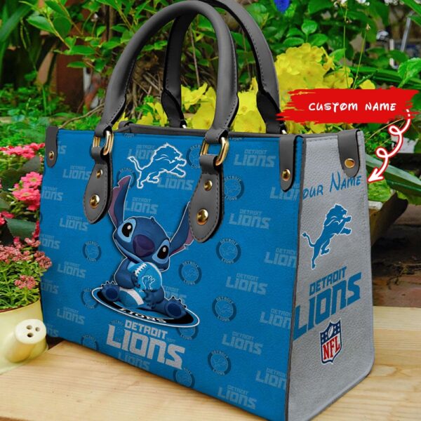 Custom Name NFL Detroit Lions Stitch Women Hand Bag