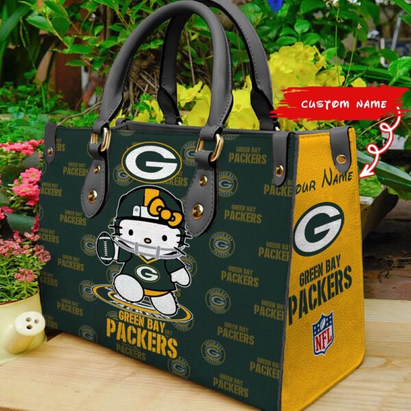 Custom Name NFL Green Bay Packers Kitty Women Hand Bag