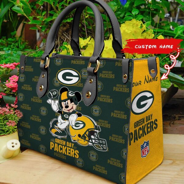 Custom Name NFL Green Bay Packers Mickey Women Hand Bag