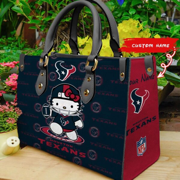 Custom Name NFL Houston Texans Kitty Women Hand Bag