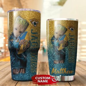 Custom Name NFL Jacksonville Jaguars Baby Groot Tumbler Cup