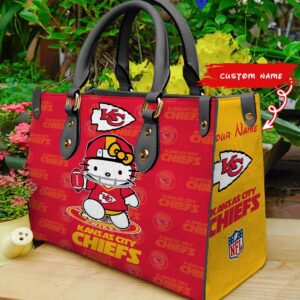 Custom Name NFL Kansas City Chiefs Kitty Women Hand Bag