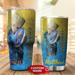 Custom Name NFL Los Angeles Chargers Baby Groot Tumbler Cup