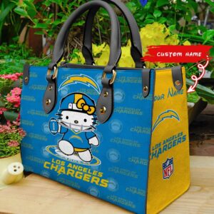 Custom Name NFL Los Angeles Chargers Kitty Women Hand Bag